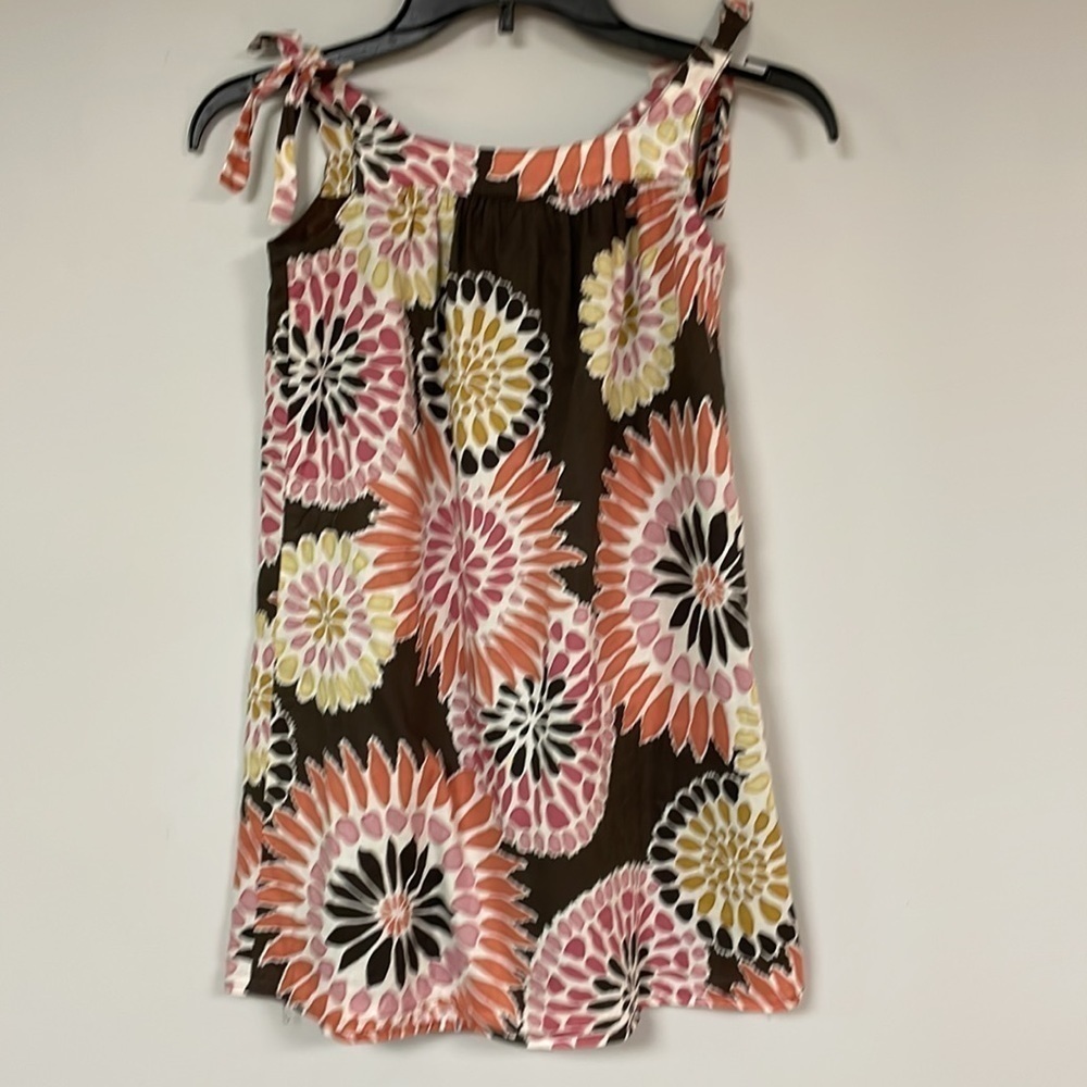 Flowered Retro Summer Dress Mossimo Supply Co., shoulder ties, S , cotton - Picture 3 of 6
